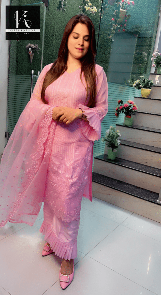 Pink Embroidered Designer Suit - Kirti Kapoor Couture