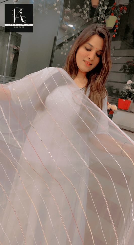 Pink Hand - Embroidered Dupatta - Kirti Kapoor Couture