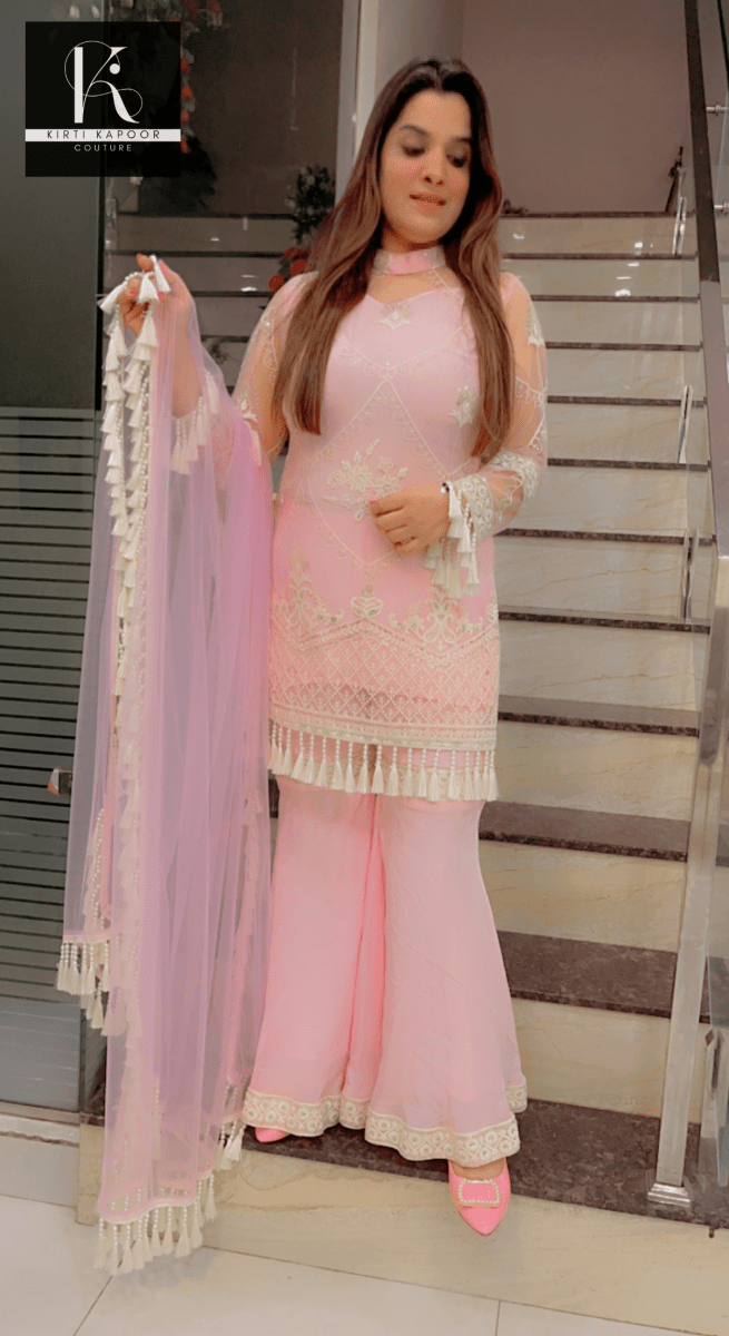 Pink Thread - work Plazo Suit - Kirti Kapoor Couture