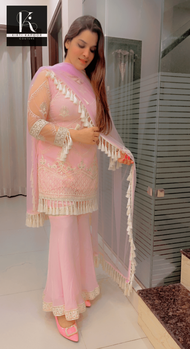 Pink Thread - work Plazo Suit - Kirti Kapoor Couture