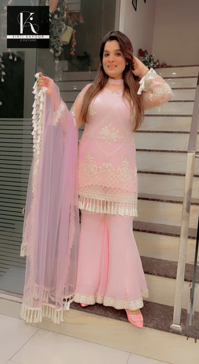 Pink Thread - work Plazo Suit - Kirti Kapoor Couture
