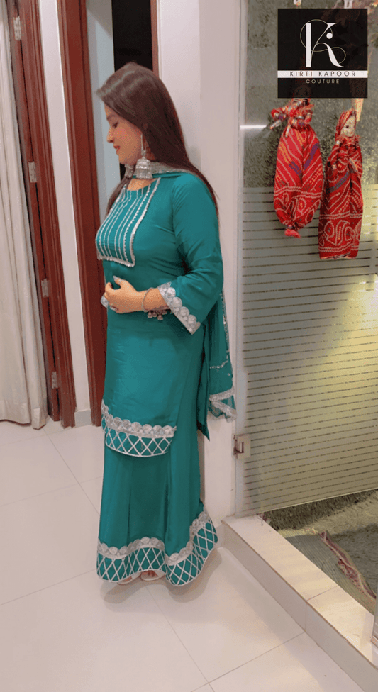 Plazo Suit With Gotta Patti Work (New) - Kirti Kapoor Couture