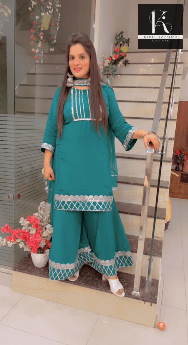 Plazo Suit With Gotta Patti Work (New) - Kirti Kapoor Couture