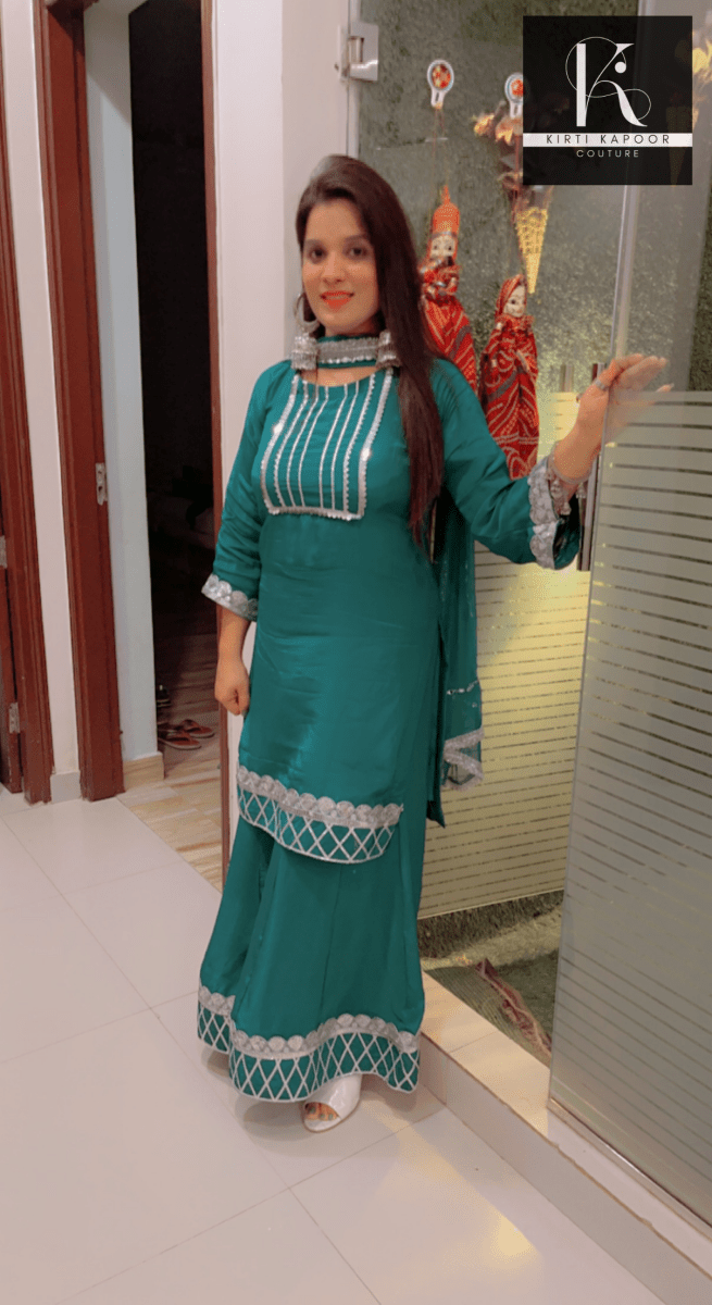 Plazo Suit With Gotta Patti Work (New) - Kirti Kapoor Couture