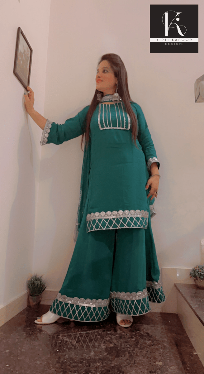 Plazo Suit With Gotta Patti Work (New) - Kirti Kapoor Couture
