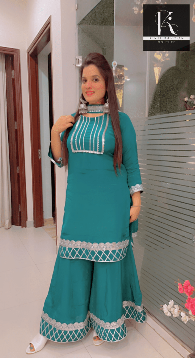 Plazo Suit With Gotta Patti Work (New) - Kirti Kapoor Couture