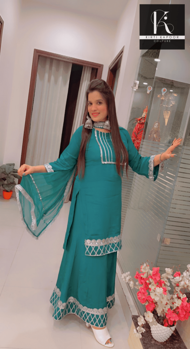 Plazo Suit With Gotta Patti Work (New) - Kirti Kapoor Couture