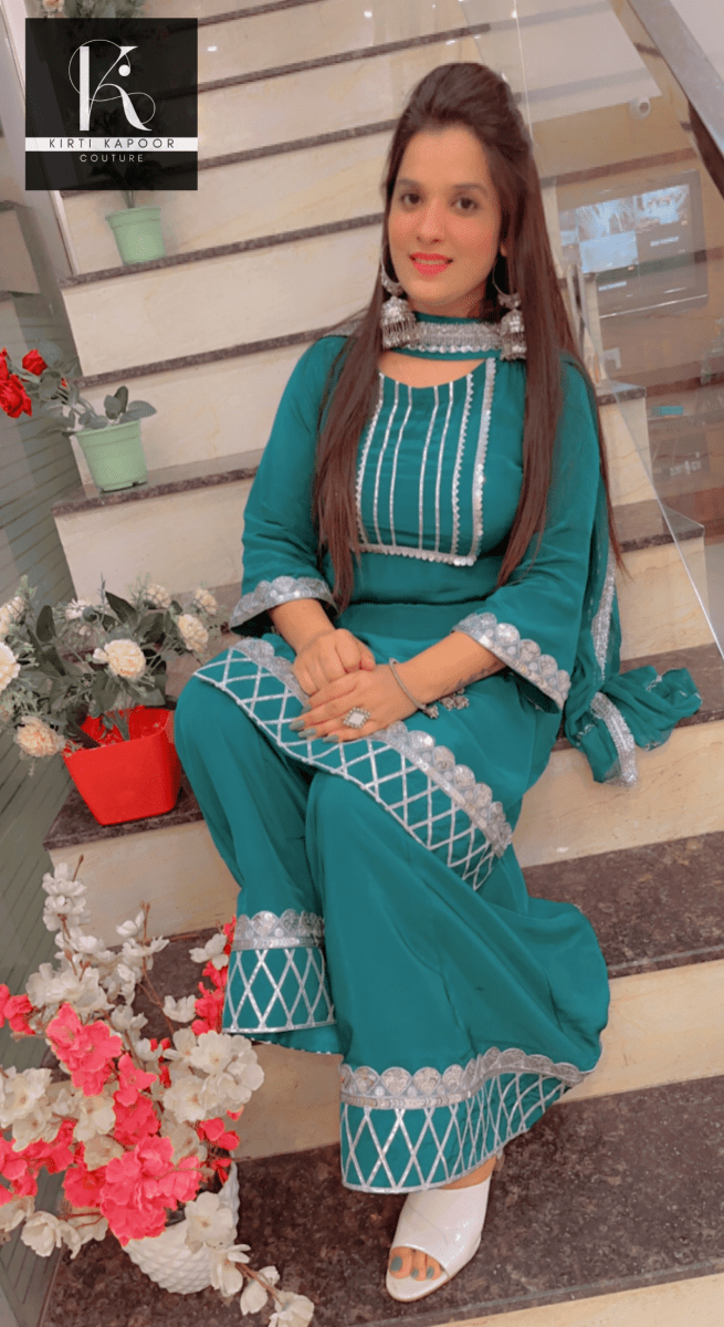 Plazo Suit With Gotta Patti Work (New) - Kirti Kapoor Couture