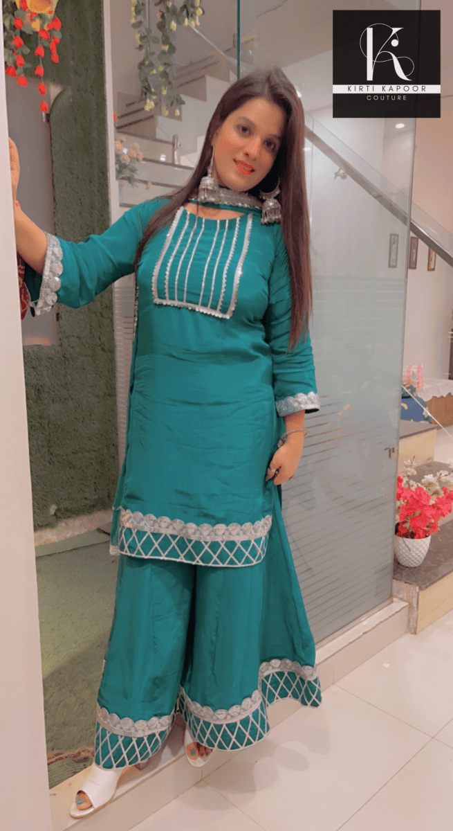 Plazo Suit With Gotta Patti Work (New) - Kirti Kapoor Couture