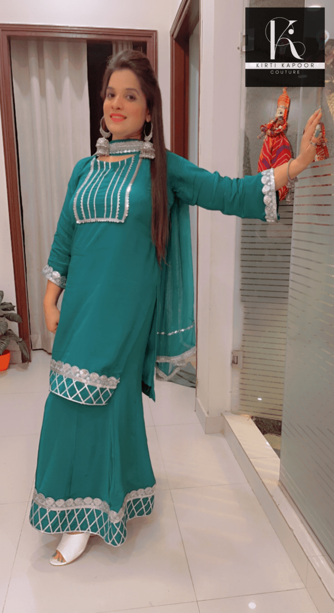 Plazo Suit With Gotta Patti Work (New) - Kirti Kapoor Couture