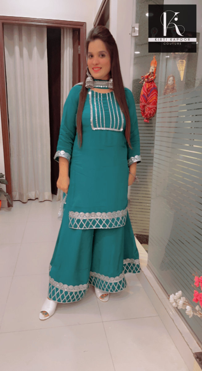 Plazo Suit With Gotta Patti Work (New) - Kirti Kapoor Couture