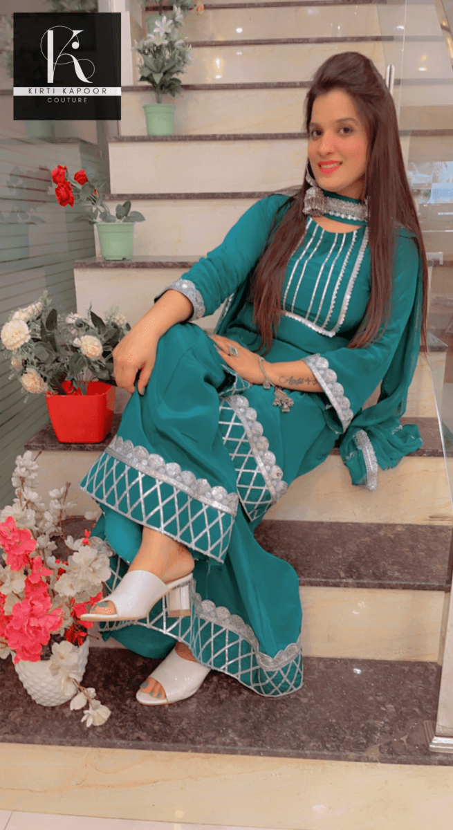 Plazo Suit With Gotta Patti Work (New) - Kirti Kapoor Couture
