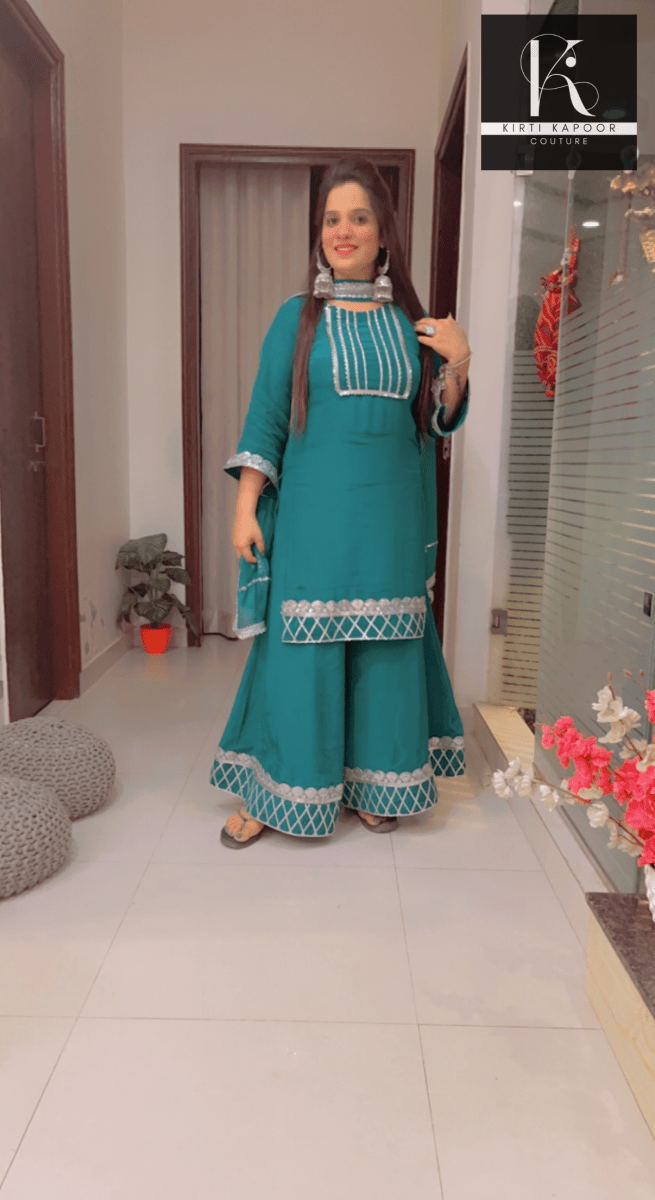 Plazo Suit With Gotta Patti Work (New) - Kirti Kapoor Couture