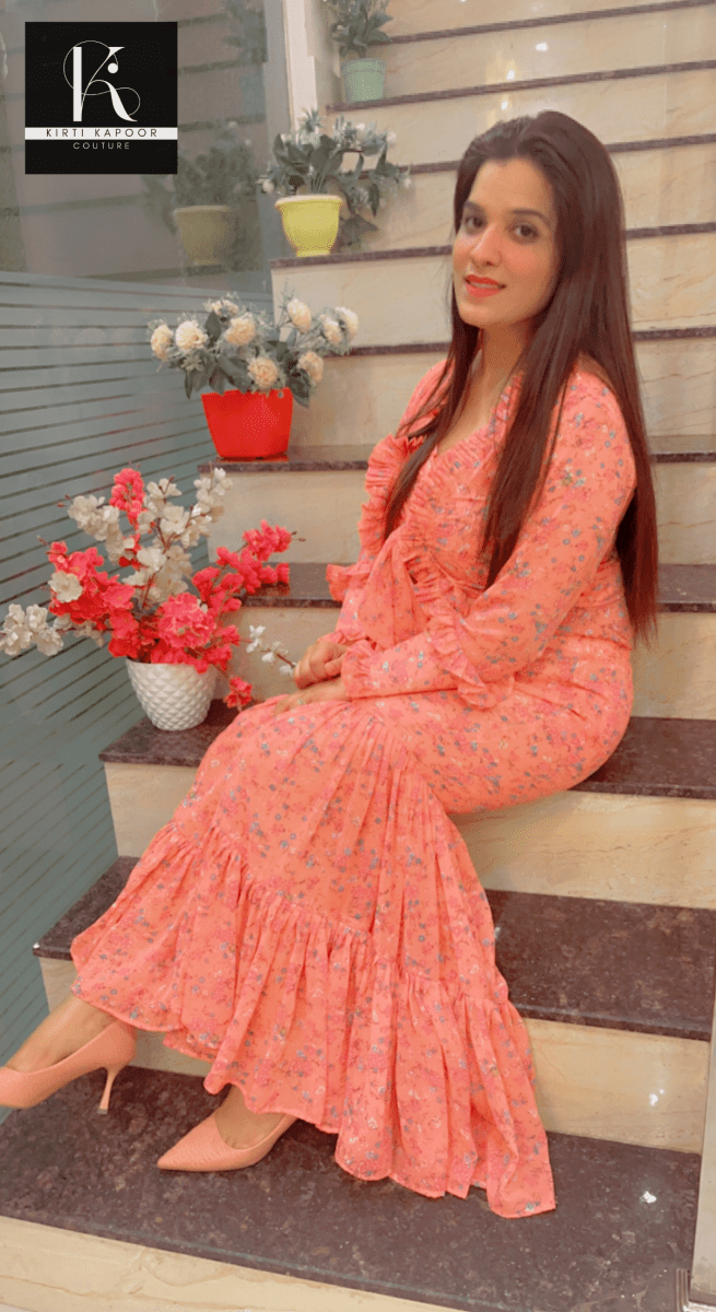 Plus - Size Georgette Sharara Dress - Kirti Kapoor Couture