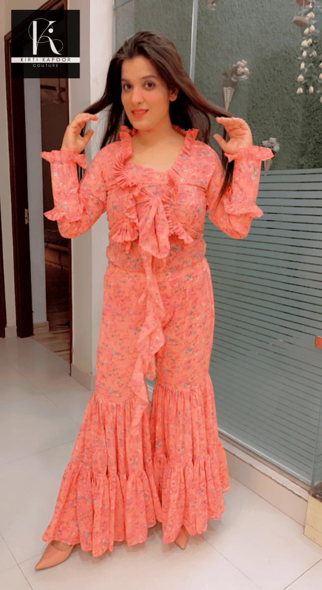 Plus - Size Georgette Sharara Dress - Kirti Kapoor Couture