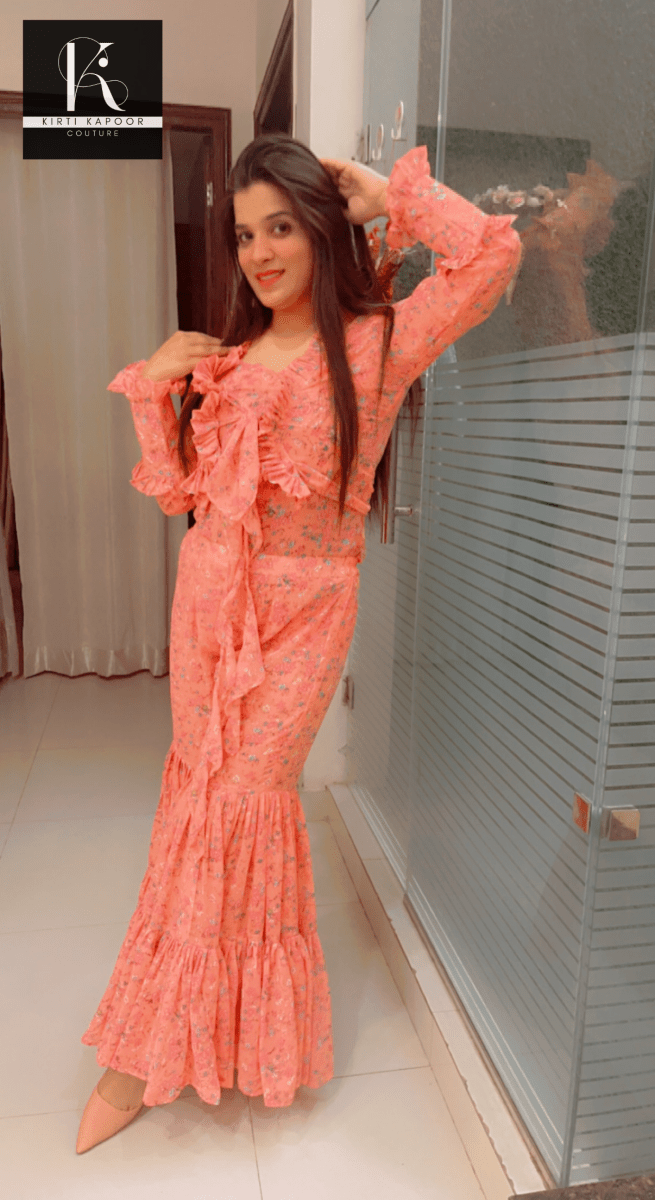 Plus - Size Georgette Sharara Dress - Kirti Kapoor Couture