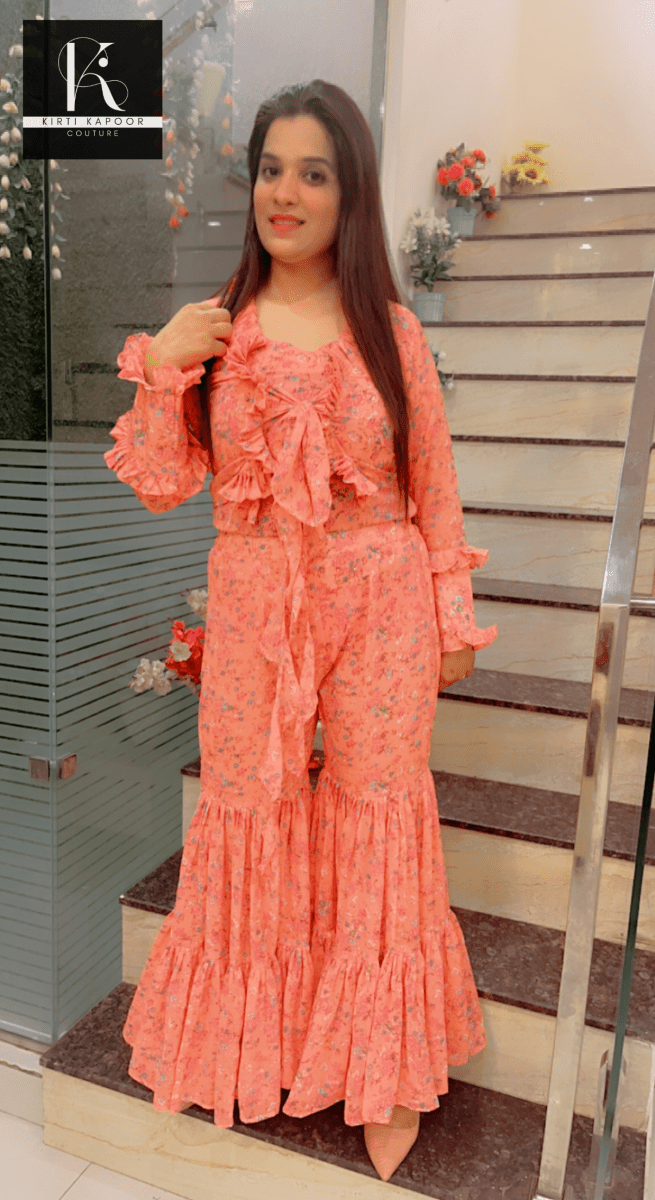 Plus - Size Georgette Sharara Dress - Kirti Kapoor Couture