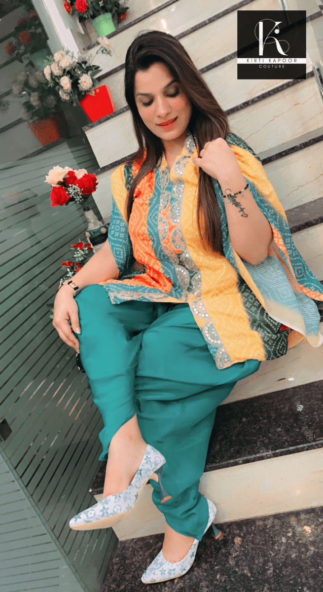 Printed Kaftan Dhoti Set - Kirti Kapoor Couture