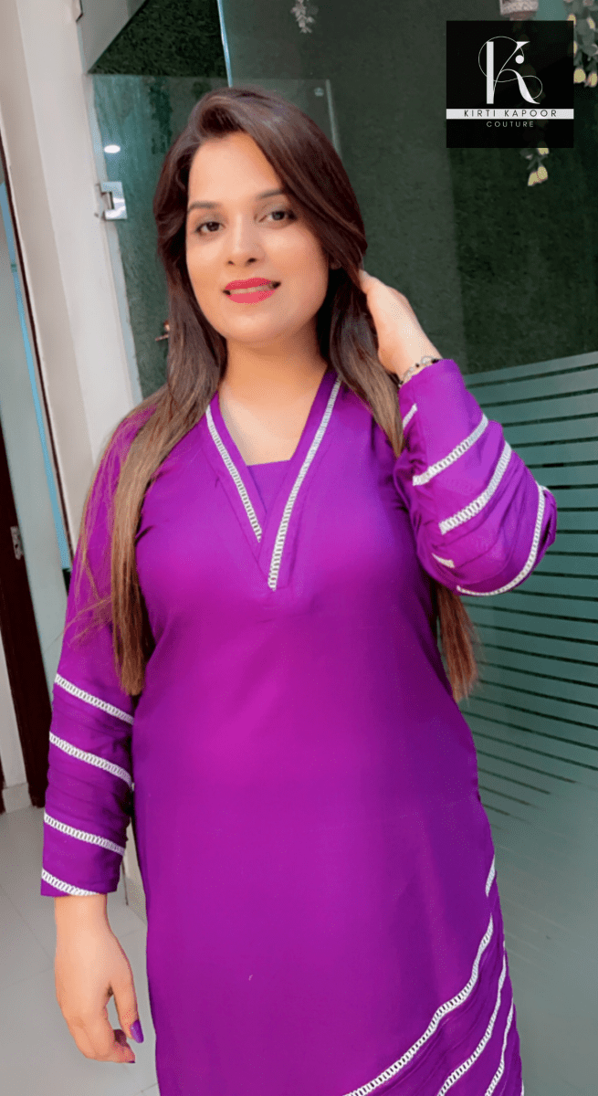 Purple Designer Kurti and Pant Set - Kirti Kapoor Couture