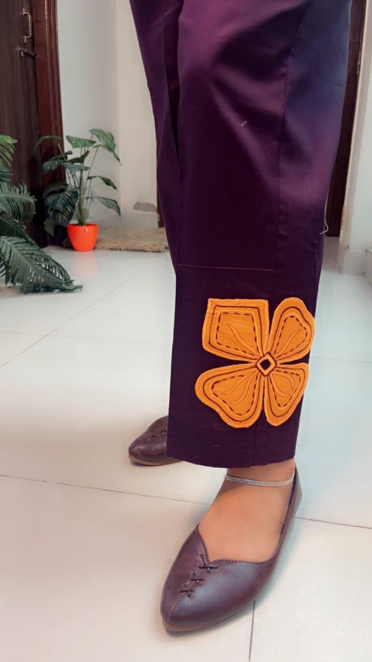 Purple & Orange Embroidered Patch - Work Co - ord Set - Kirti Kapoor Couture