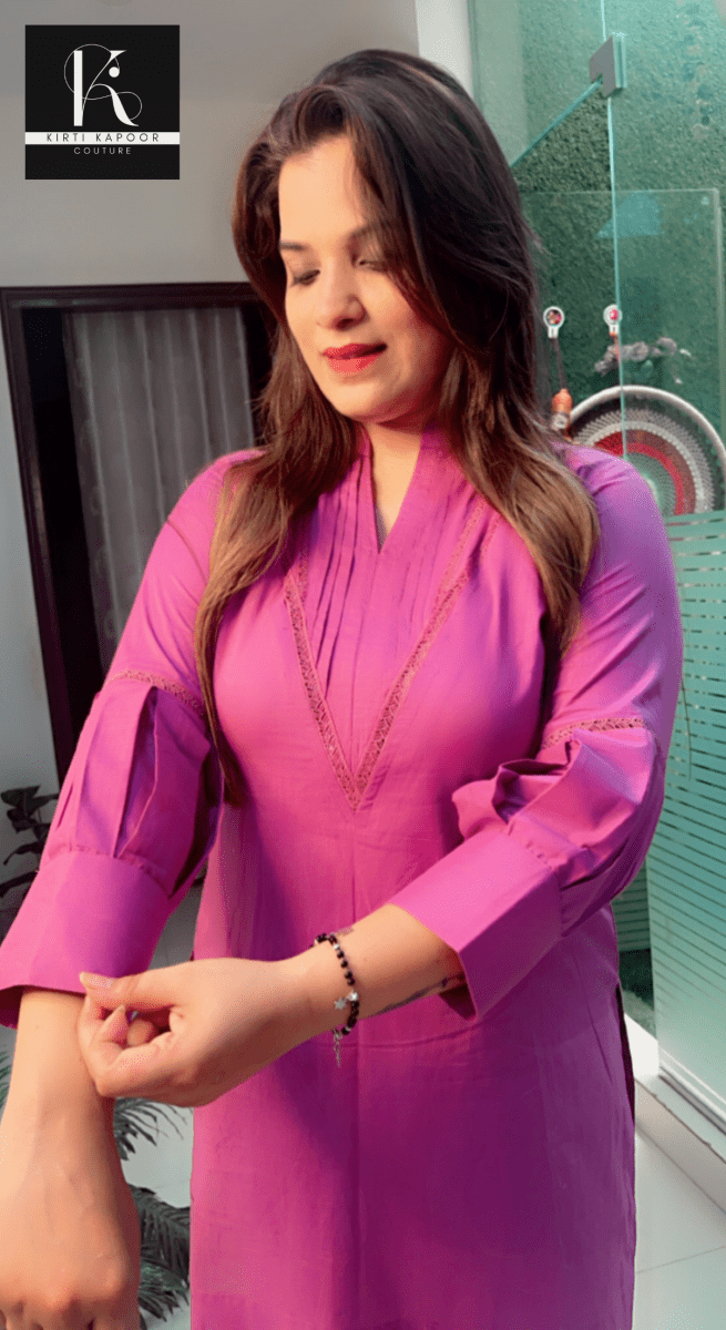 Purple Short Shirt with Box - Plates Plazo - Kirti Kapoor Couture