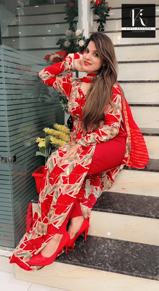 Red Naira - Cut Style Suit - Kirti Kapoor Couture
