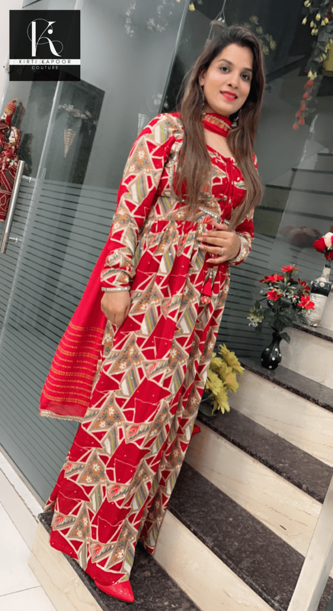 Red Naira - Cut Style Suit - Kirti Kapoor Couture