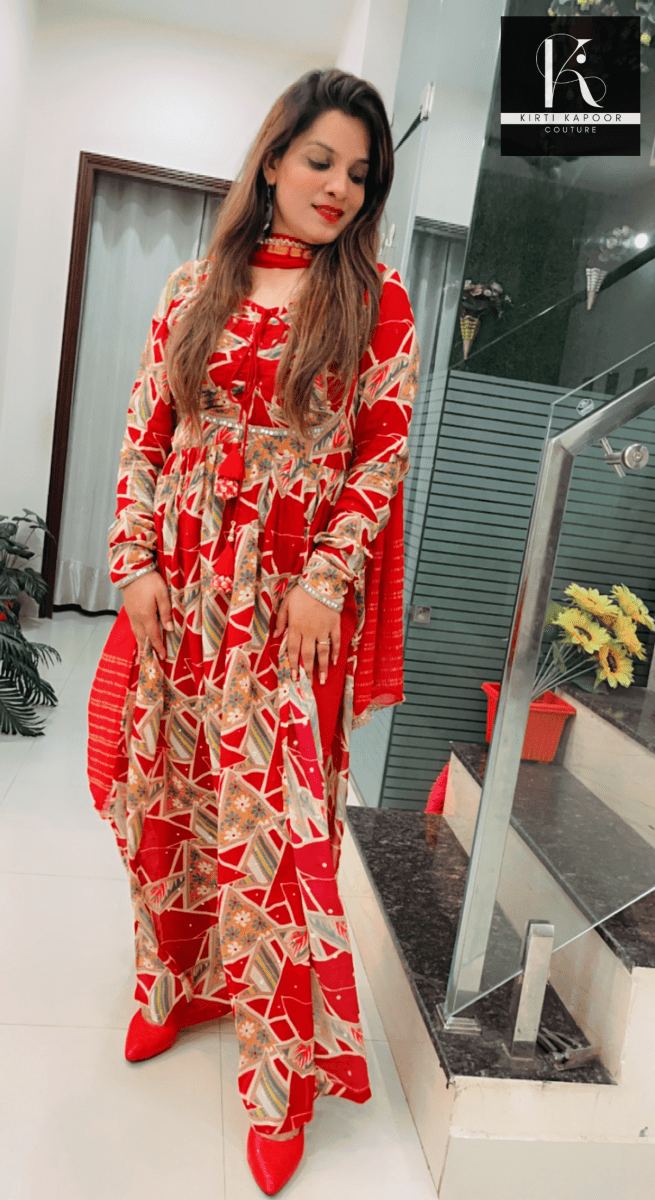 Red Naira - Cut Style Suit - Kirti Kapoor Couture