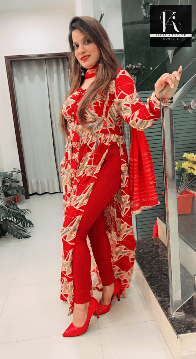 Red Naira - Cut Style Suit - Kirti Kapoor Couture