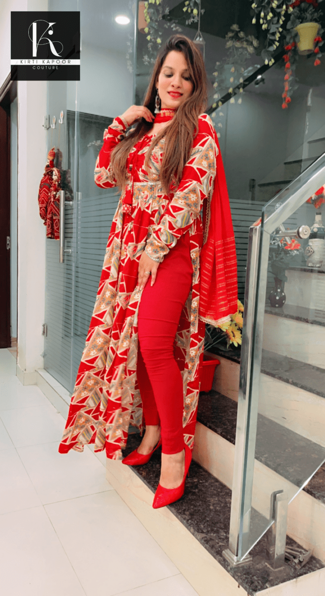 Red Naira - Cut Style Suit - Kirti Kapoor Couture
