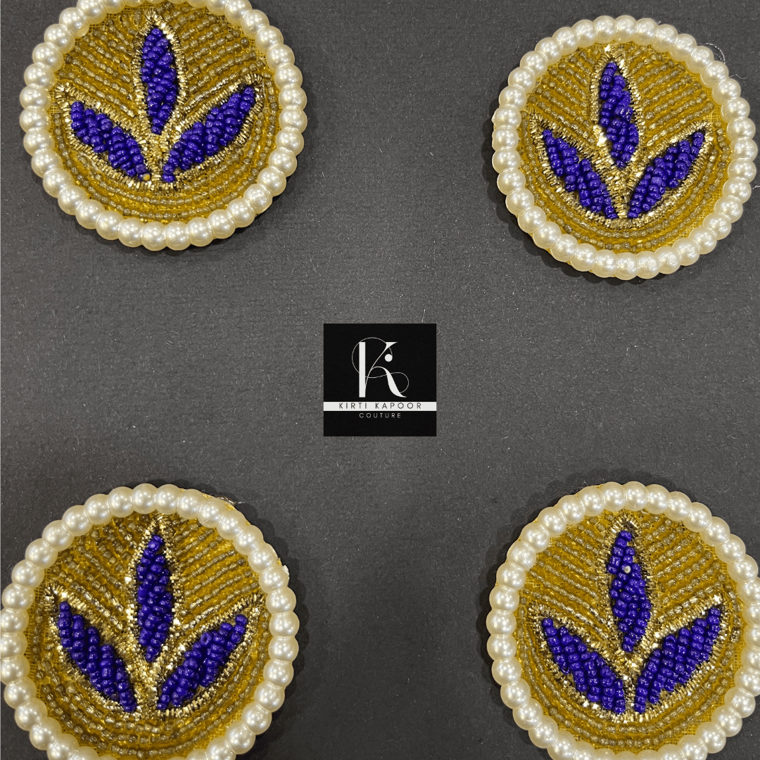 Round Patch for Shirts (Blue + Gold) - Kirti Kapoor Couture