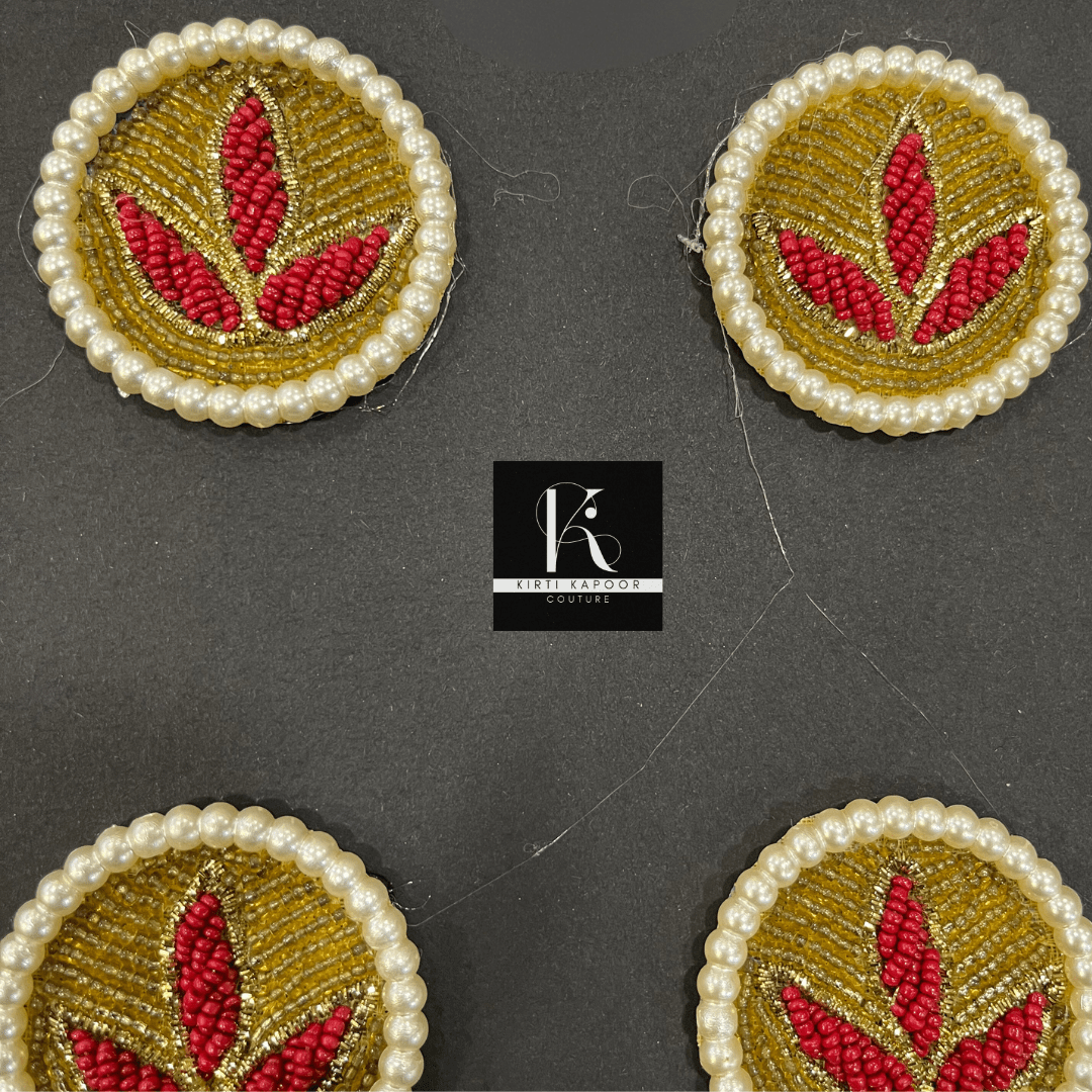 Round Patch for Shirts (Red + Gold) - Kirti Kapoor Couture