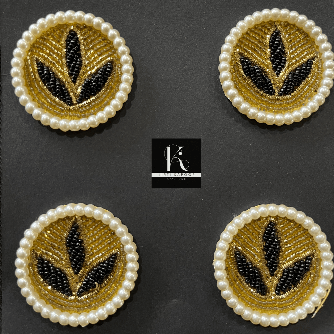 Round Patch for Shirts (White + Gold) - Kirti Kapoor Couture