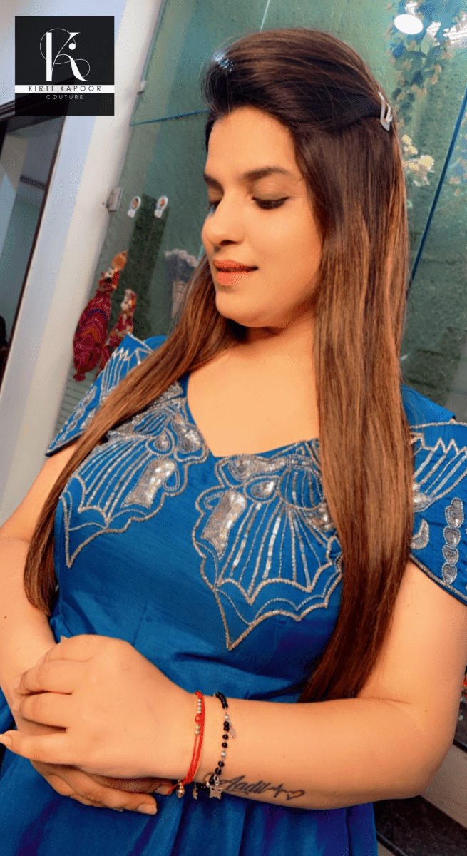 Royal Blue Embroidered Gown - Kirti Kapoor Couture