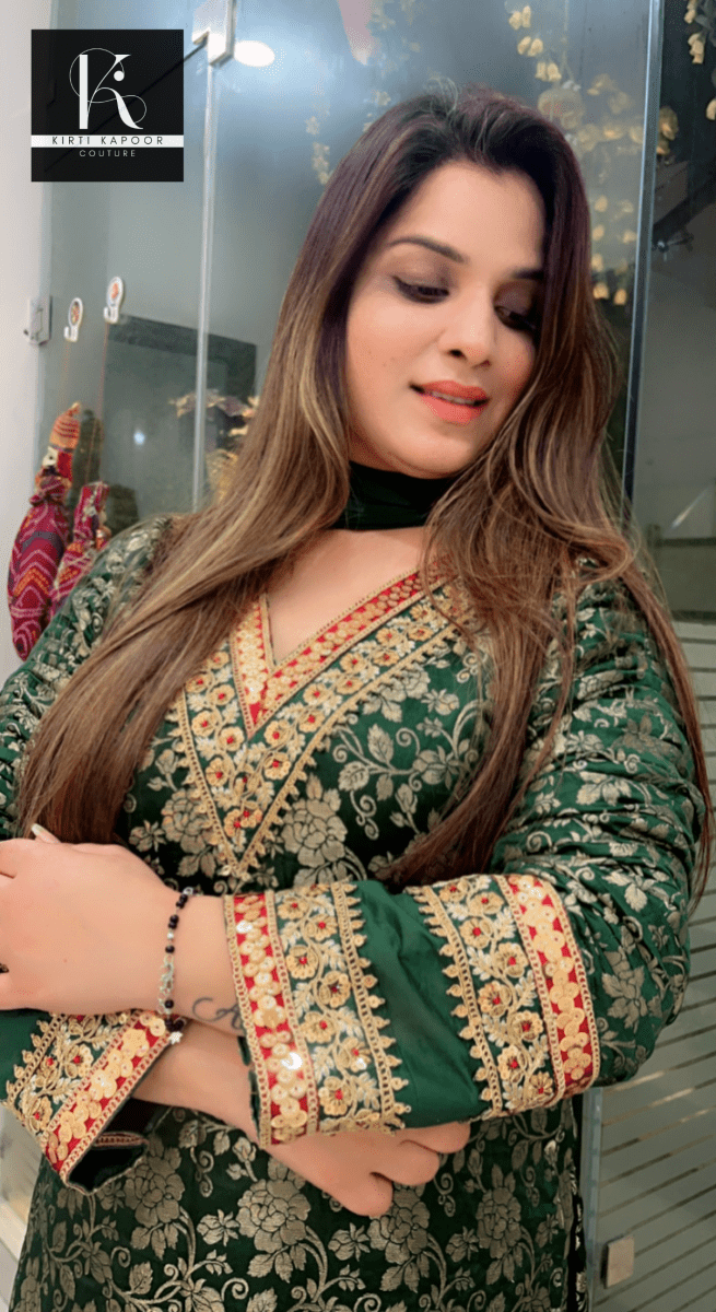Sap Green Overall Brocade Plazo Suit - Kirti Kapoor Couture