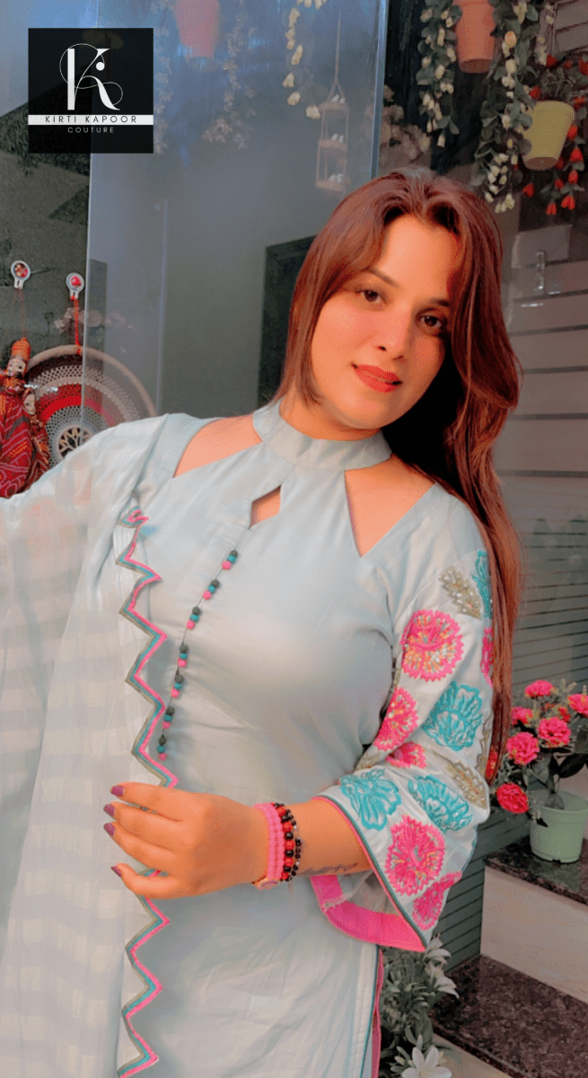 Sea Green Hand - Embroidered Salwar Suit - Kirti Kapoor Couture