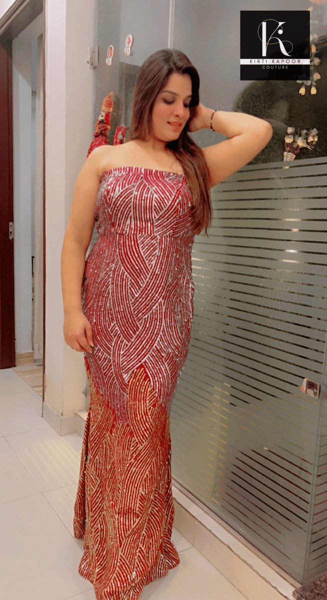 Sequence Mermaid - Style Gown with Cape - Kirti Kapoor Couture