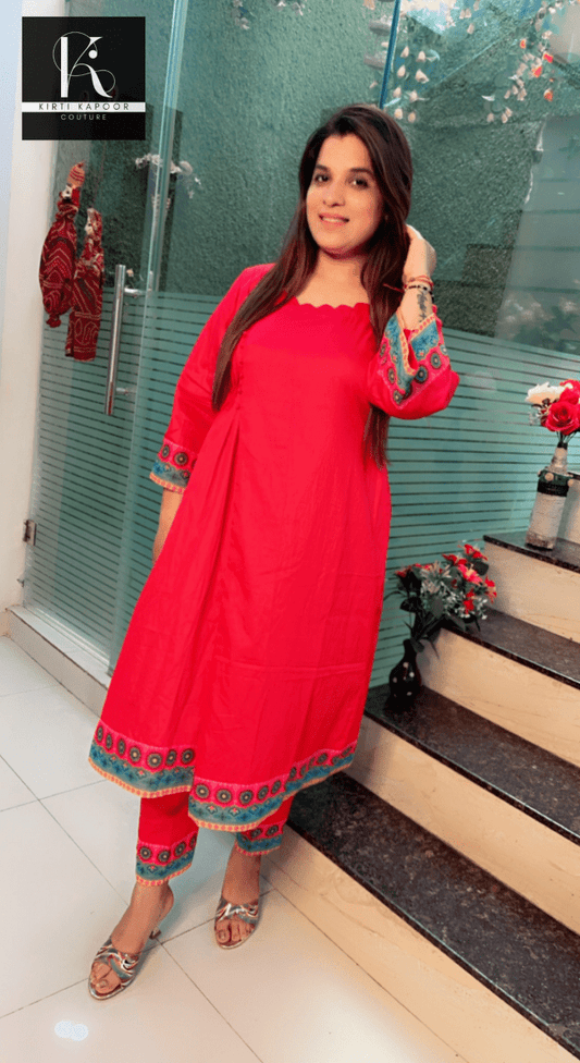 Side - cut Aline shirt with Matching Pants - Kirti Kapoor Couture