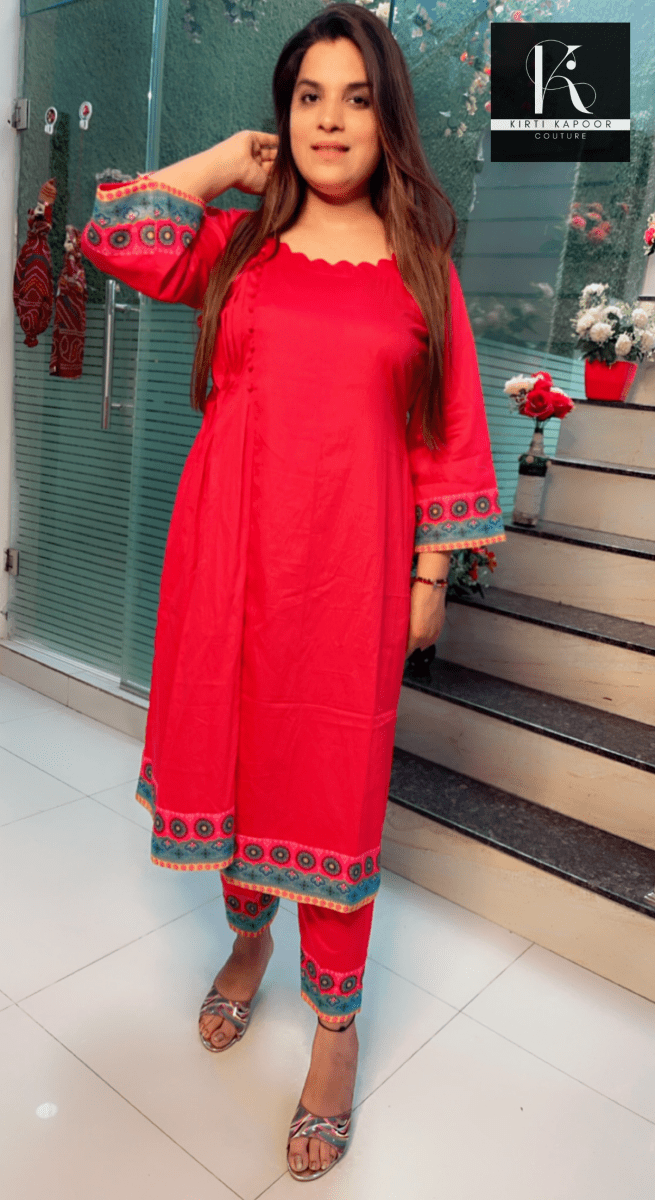 Side - cut Aline shirt with Matching Pants - Kirti Kapoor Couture