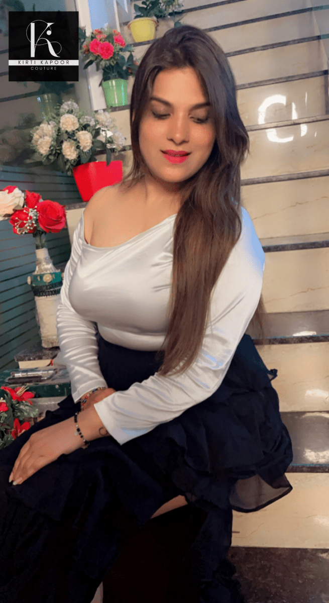 Stylish White Top with Black Skirt - Kirti Kapoor Couture