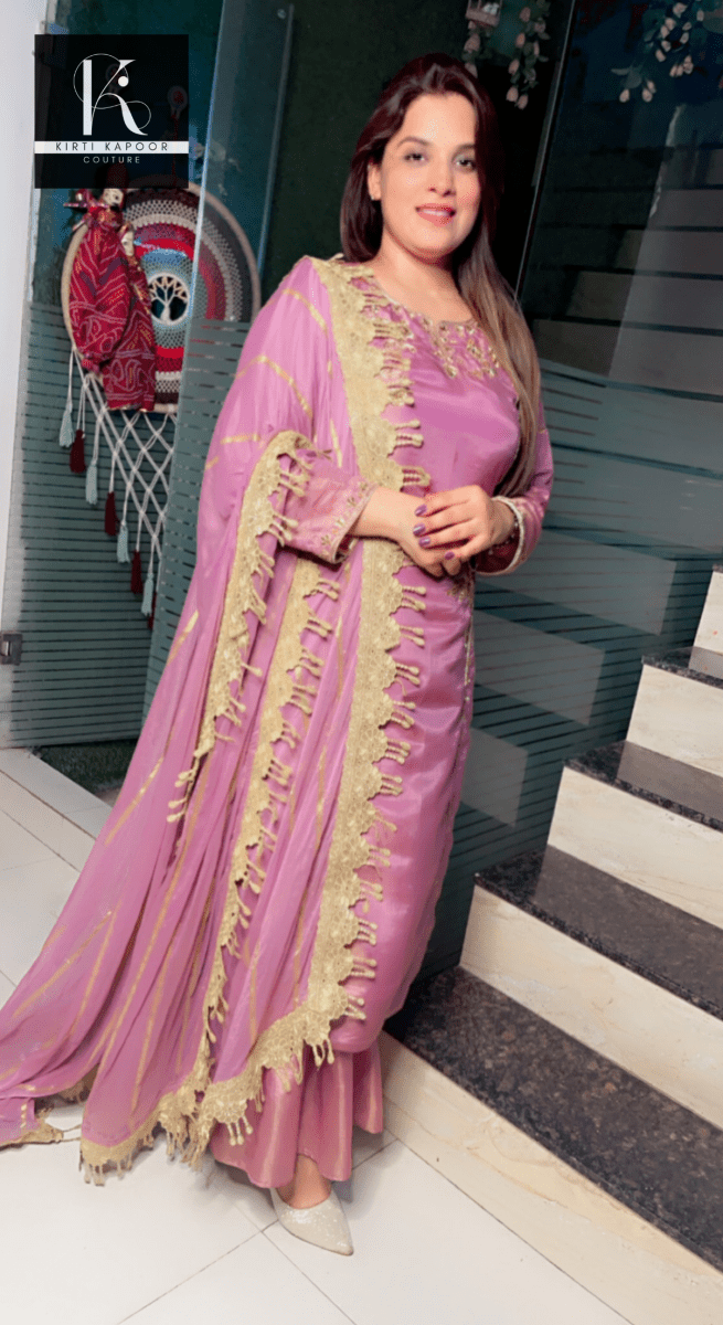 Sunset Purple Hand - Embroidered Suit - Kirti Kapoor Couture