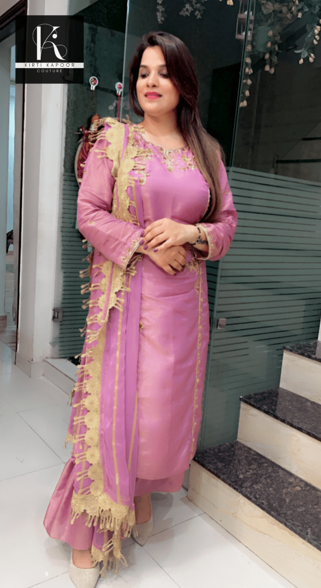 Sunset Purple Hand - Embroidered Suit - Kirti Kapoor Couture