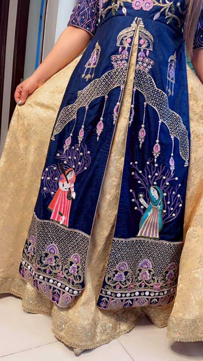 The Palanquin Shirt with Golden Brocade Skirt - Kirti Kapoor Couture