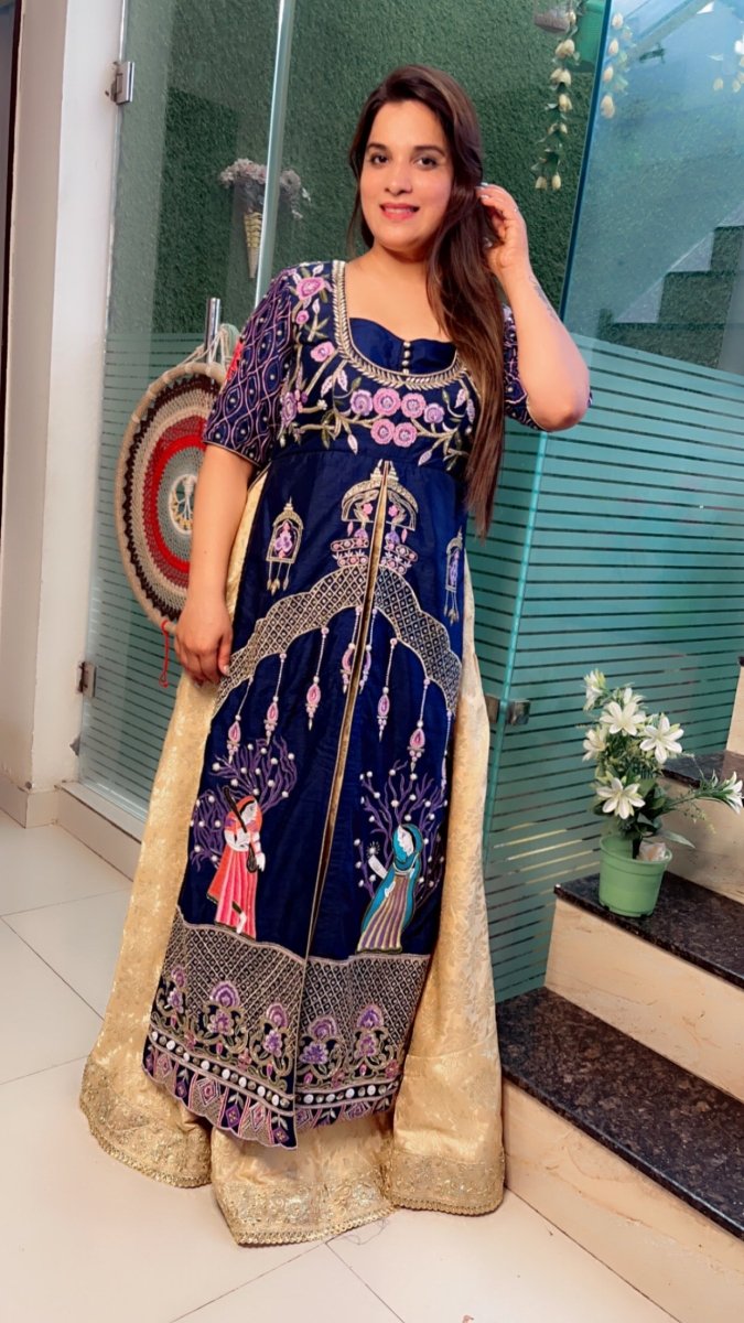 The Palanquin Shirt with Golden Brocade Skirt - Kirti Kapoor Couture