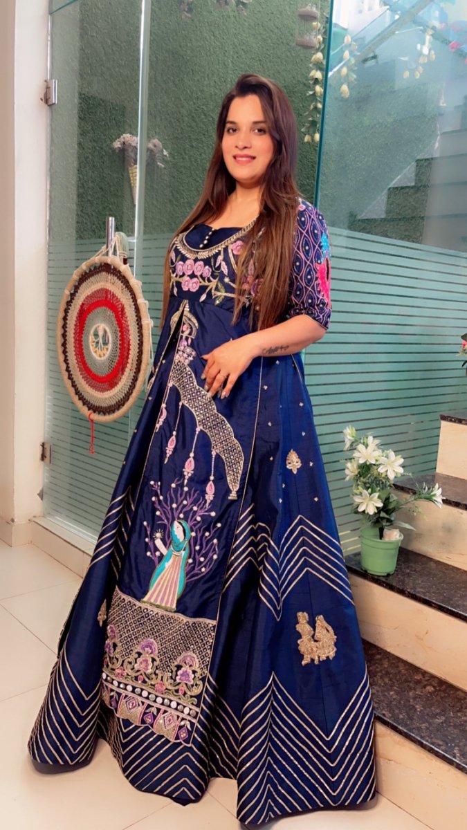 The Palanquin Shirt with Golden Brocade Skirt - Kirti Kapoor Couture