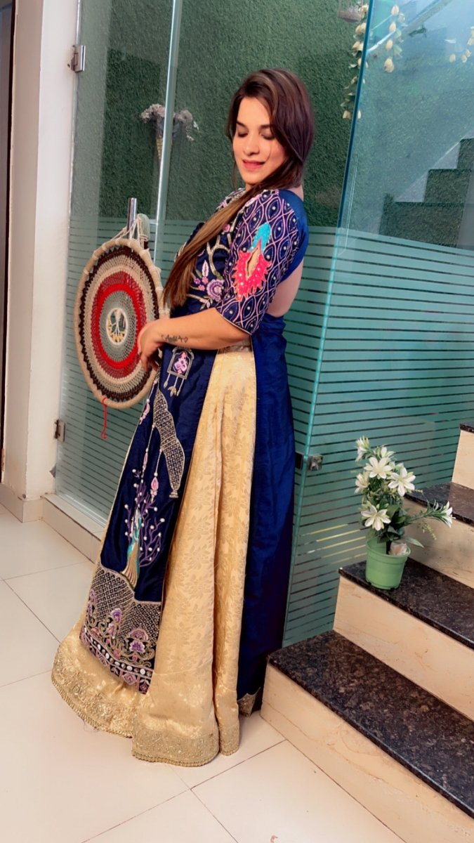 The Palanquin Shirt with Golden Brocade Skirt - Kirti Kapoor Couture