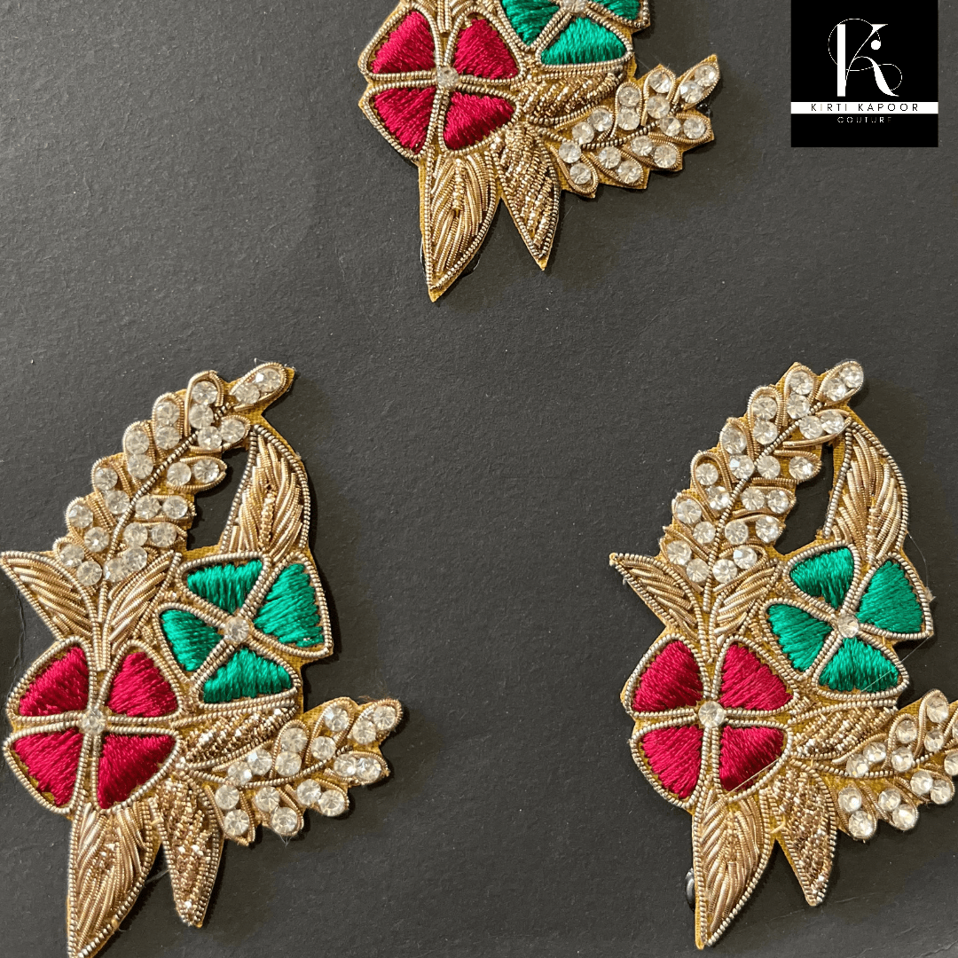 The Red - Green Flower Patch - Kirti Kapoor Couture