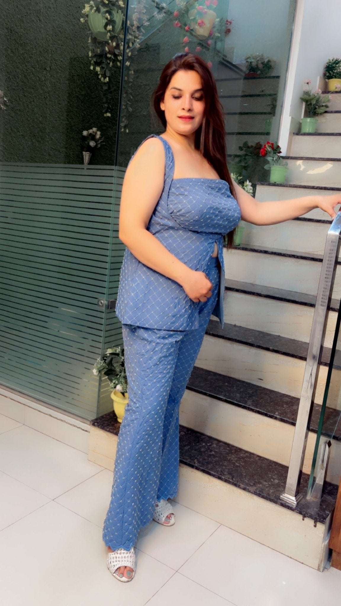 Three - Piece Denim Outfit - Kirti Kapoor Couture