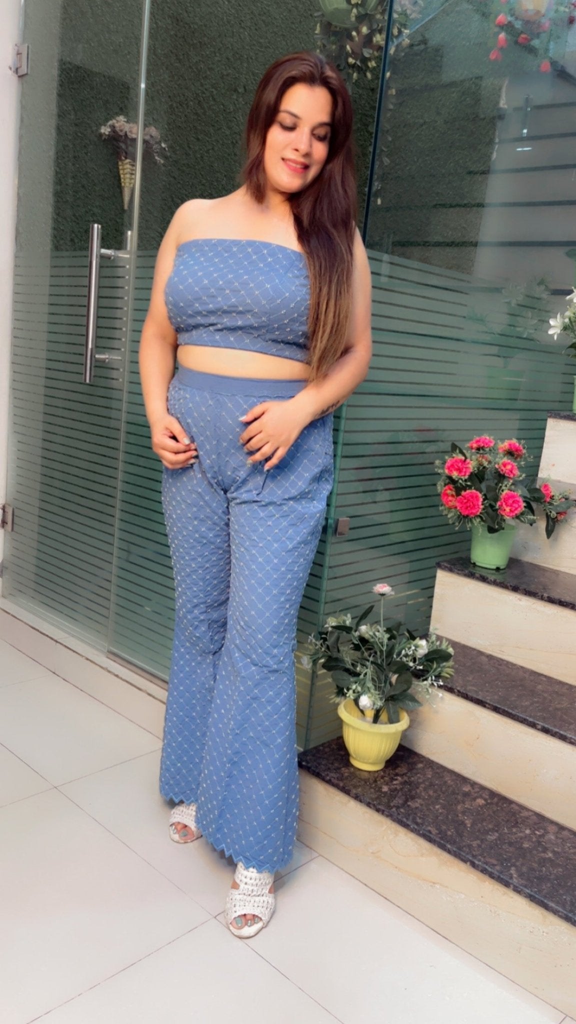Three - Piece Denim Outfit - Kirti Kapoor Couture