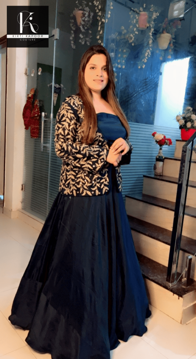 Three Piece Dress with Embroidered Jacket - Kirti Kapoor Couture